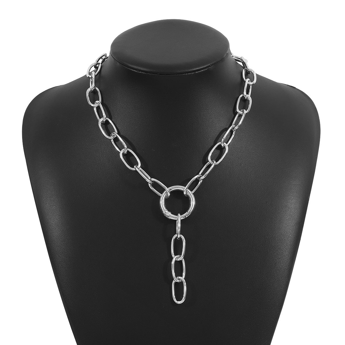Collar con diseño geométrico hueco en forma de Y para mujer, estilo punk minimalista, con cierre de aleación y cadena de aluminio con acabado chapado.