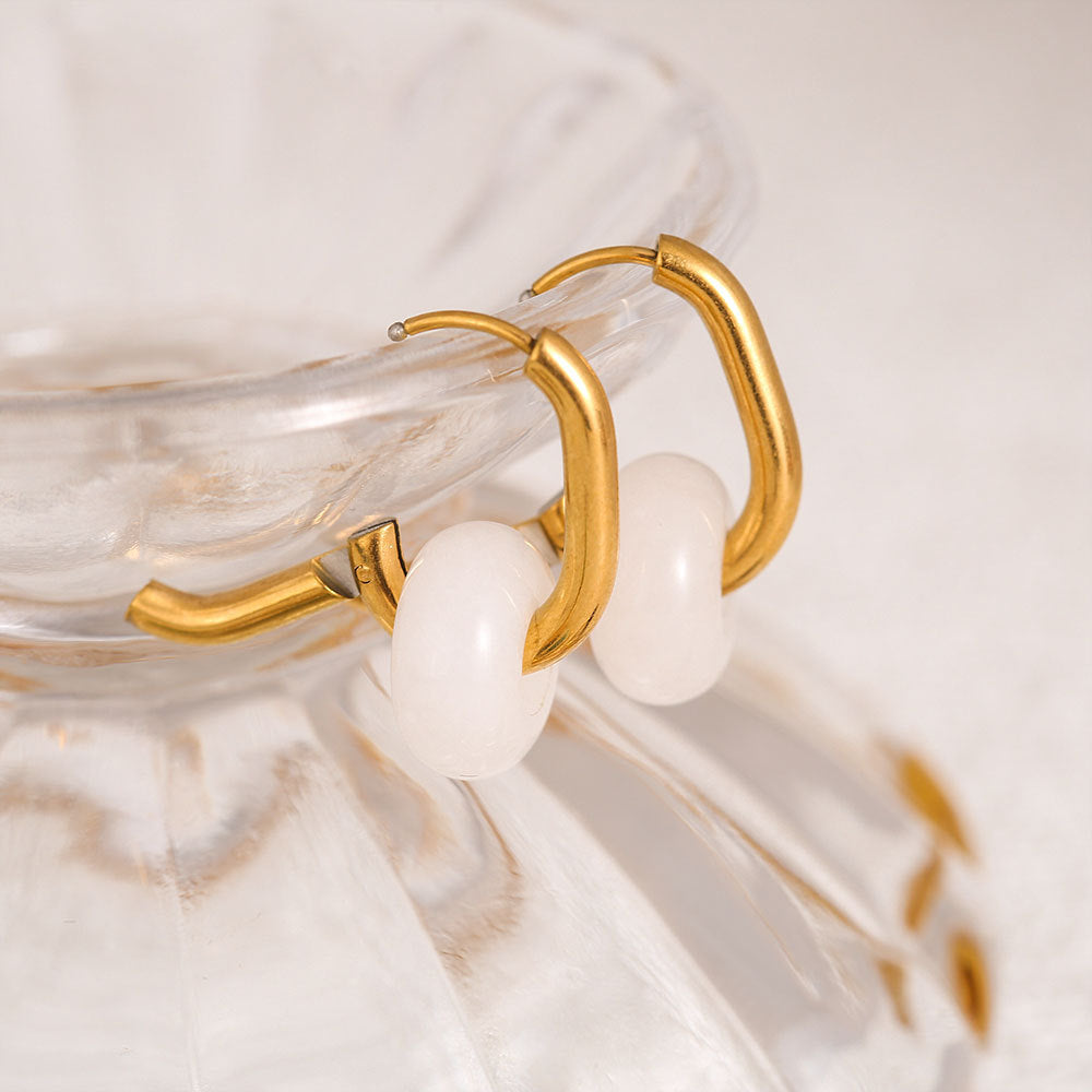 Arracadas de circonitas en forma de U de estilo natural con acabado chapado para mujer y hombre