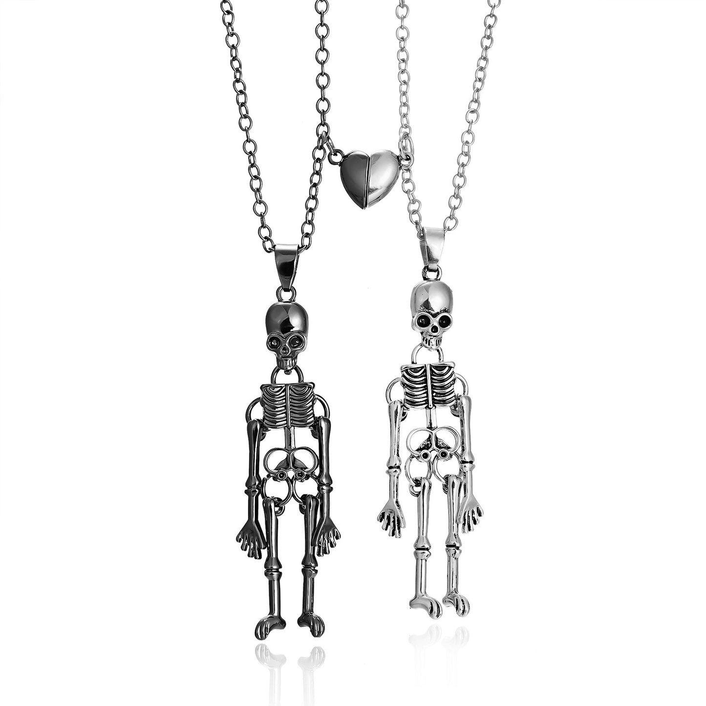 Collar con colgante de esqueleto geométrico minimalista para parejas con cadena de aleación galvanizada