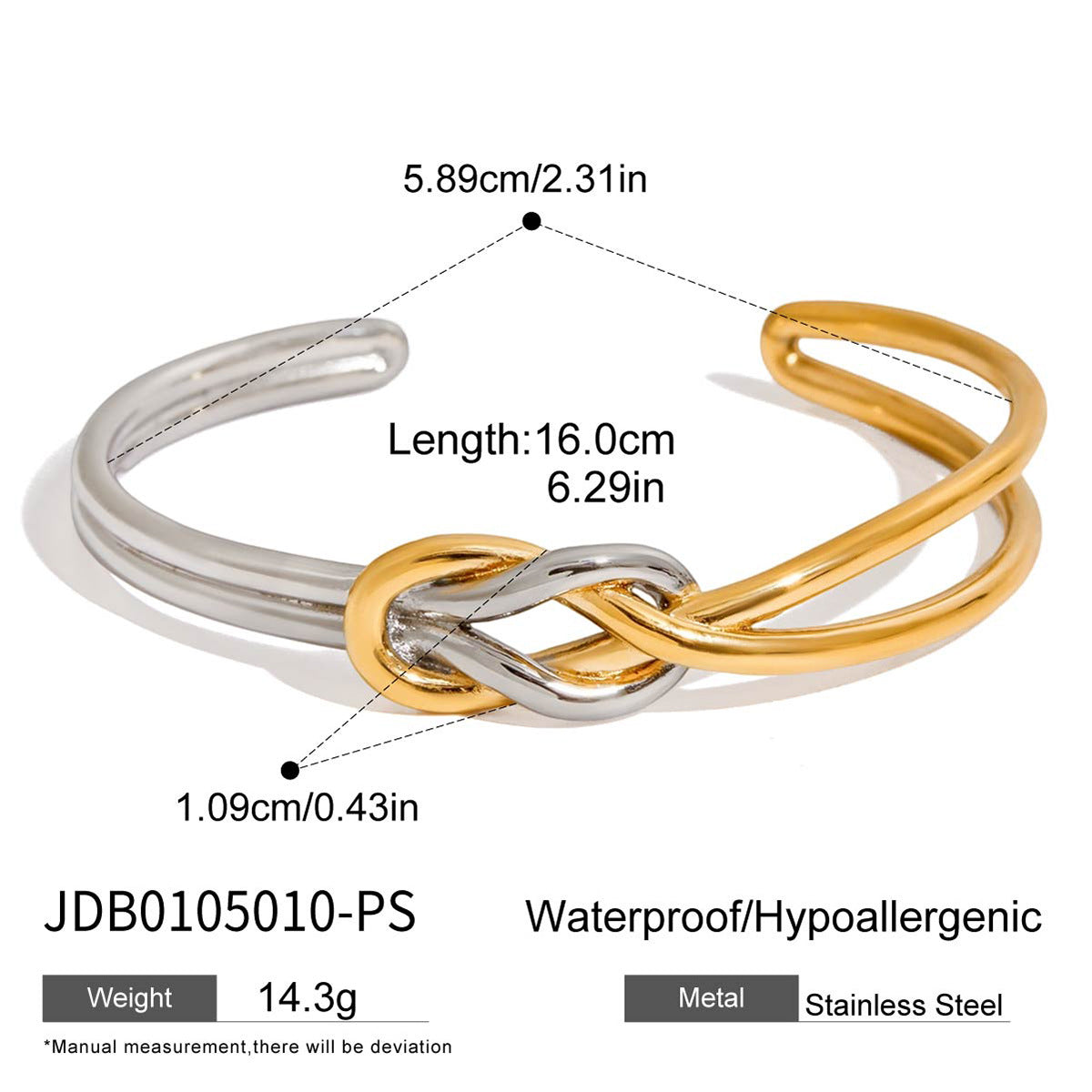 Pulsera de acero titanio con diseño de nudo de cuerda para mujer, con acabado chapado, joyería de acero inoxidable, moderna y minimalista