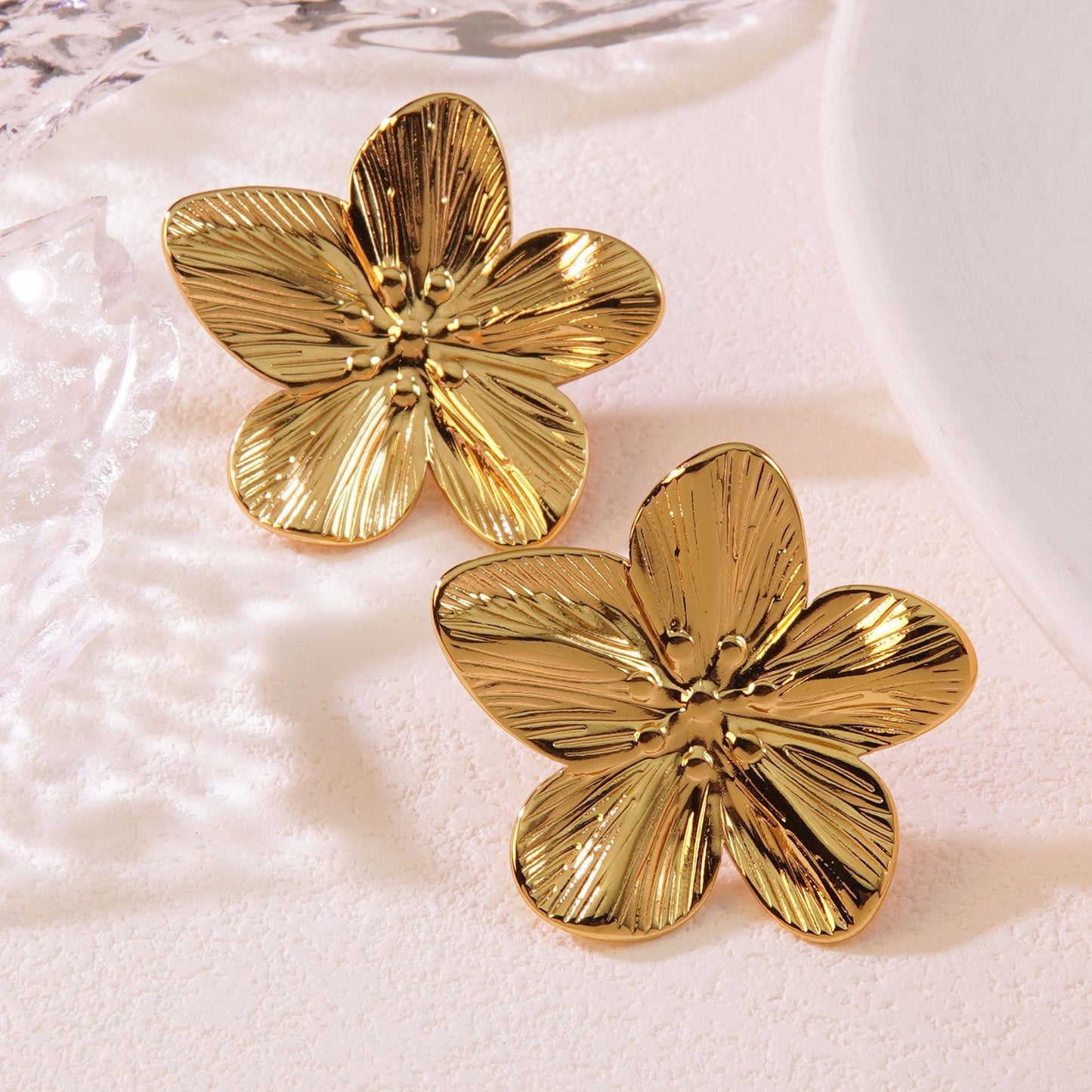 Sweet Plated Stainless Steel Floral Earrings