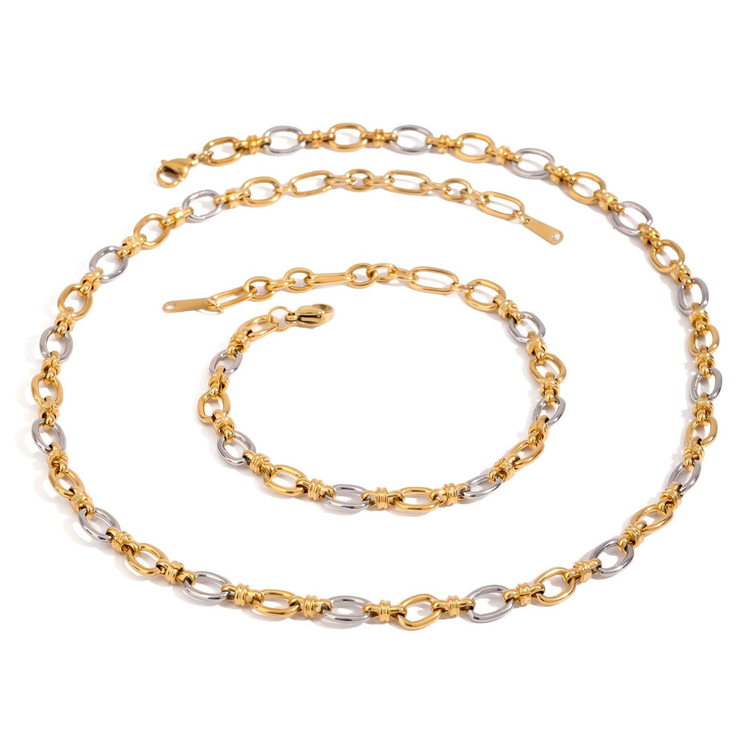Minimalist 18K Gold Plated Geometric Oval Titanium Steel Pendant Necklace for Women