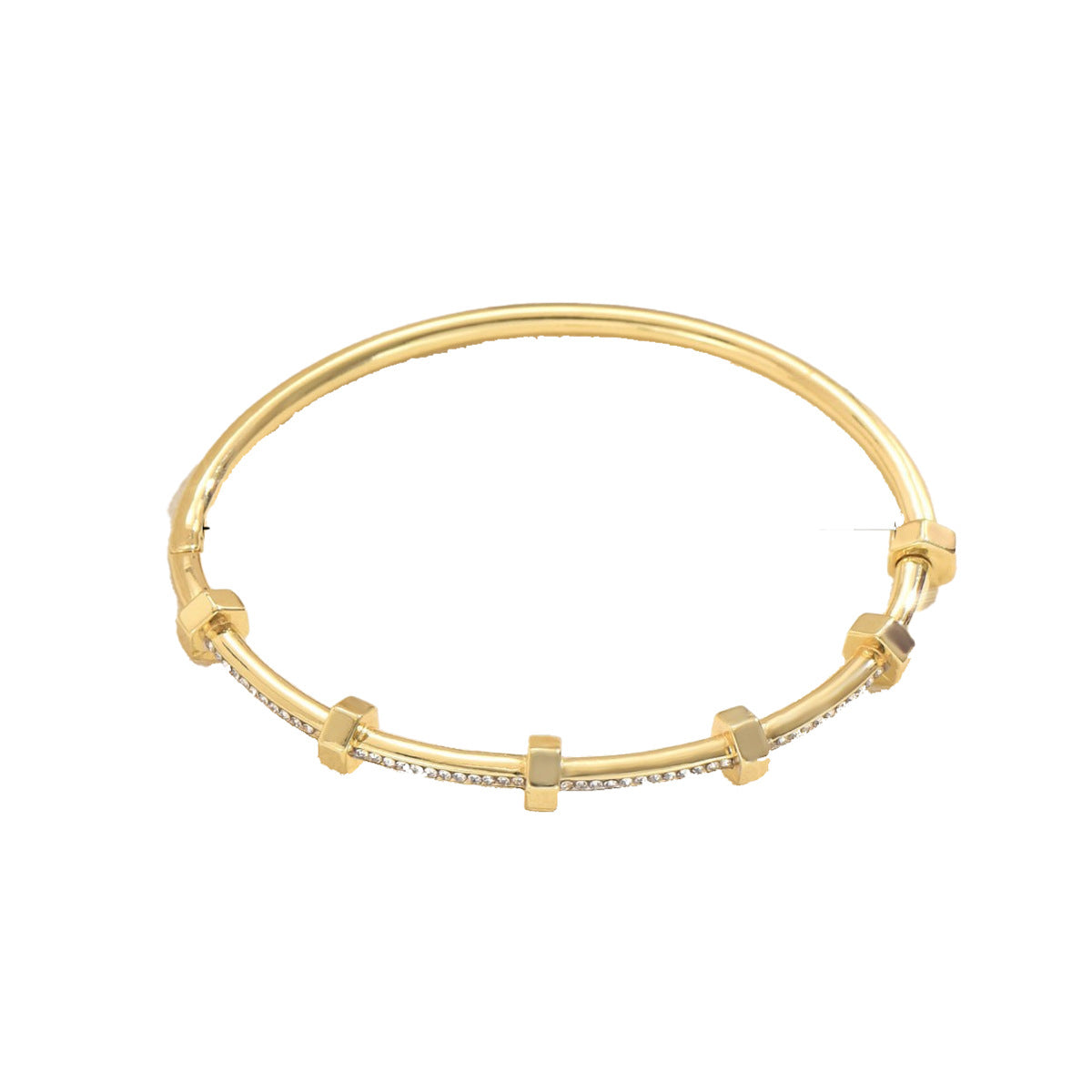 Pulsera de Cobre Geométrica Dulce y Fresca Minimalista con Incrustaciones de Circones para Mujer