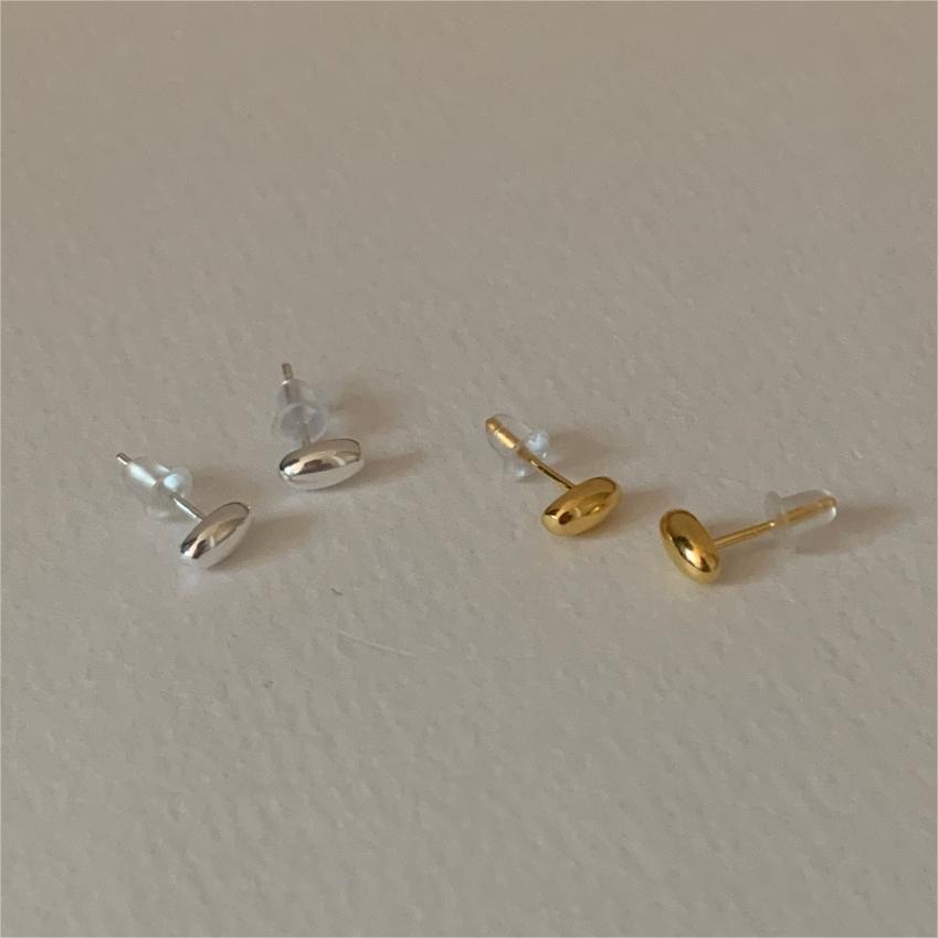 Minimalist Sweet 925 Sterling Silver Oval Letter Stud Earrings Gold Plated
