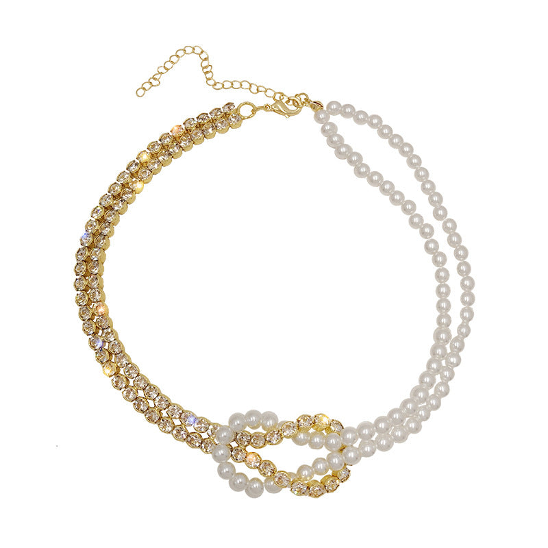 Minimalist Geometric Pearl and Alloy Pendant Necklace for Women with O-Chain Adjustable Length