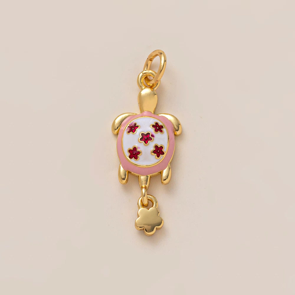 Sweet Drip Oil PVD Gold Plated Animal Charm Bar Stainless Steel Necklace with Rhinestone for Women