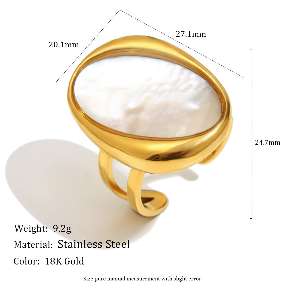 Orecchini da donna geometrici minimalisti in acciaio inossidabile con placcatura in oro 18 carati e intarsio di abalone bianco