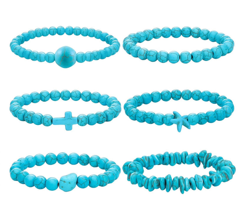 Bohemian Geometric Natural Turquoise Beaded Bracelet Unisex