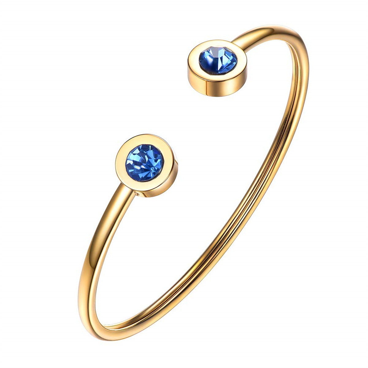 Pulsera minimalista geométrica de acero inoxidable con piedra de nacimiento de diciembre para mujer