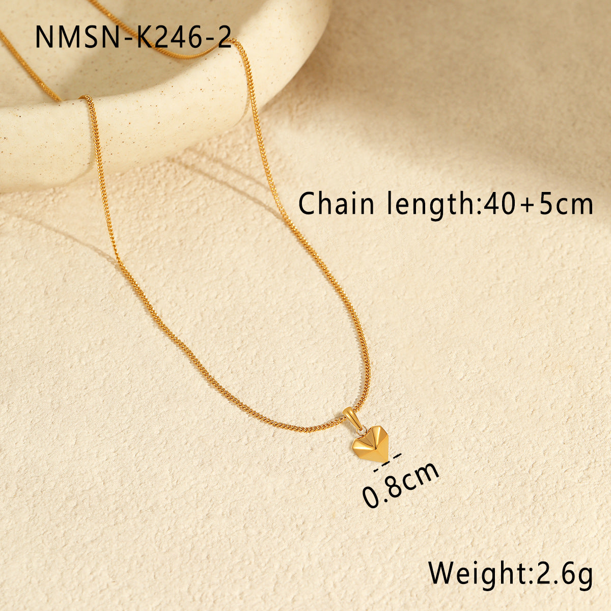 Collar con Colgante Minimalista de Acero Inoxidable en Forma de Corazón con Acabado Chapado para Mujer