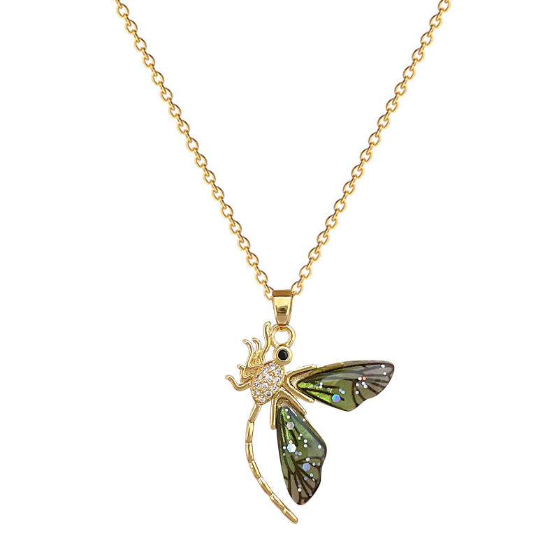 Collana di lusso in acciaio al titanio con farfalla geometrica e strass, unisex
