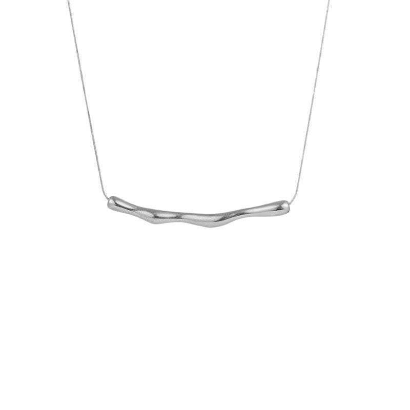 Minimalist Geometric Stainless Steel Plated Necklace with Snake Chain for Women