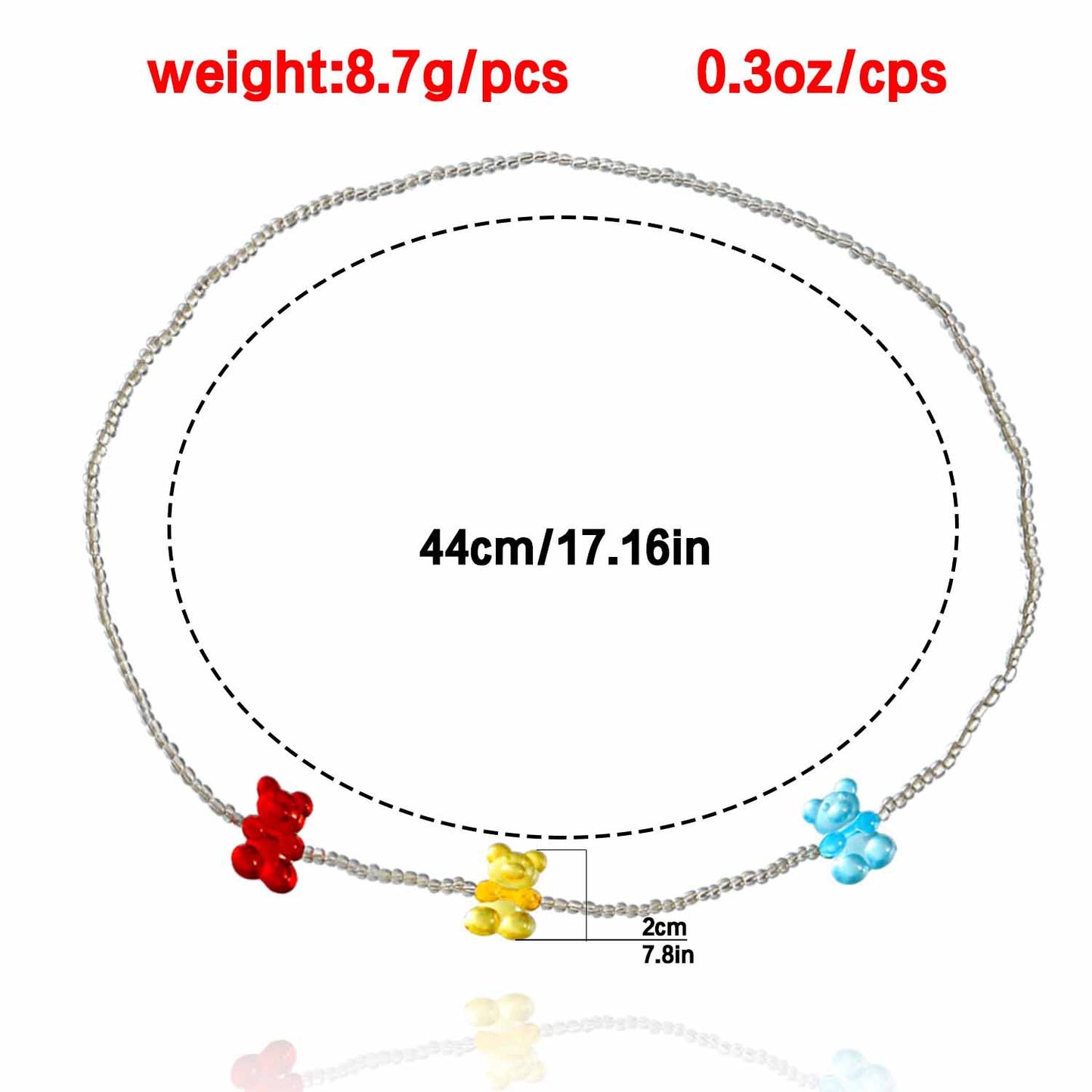 Bohemian Style Small Bear Beaded Anklet in Metal with Clear Seed Beads Minimalist Fashion Accessory for Women