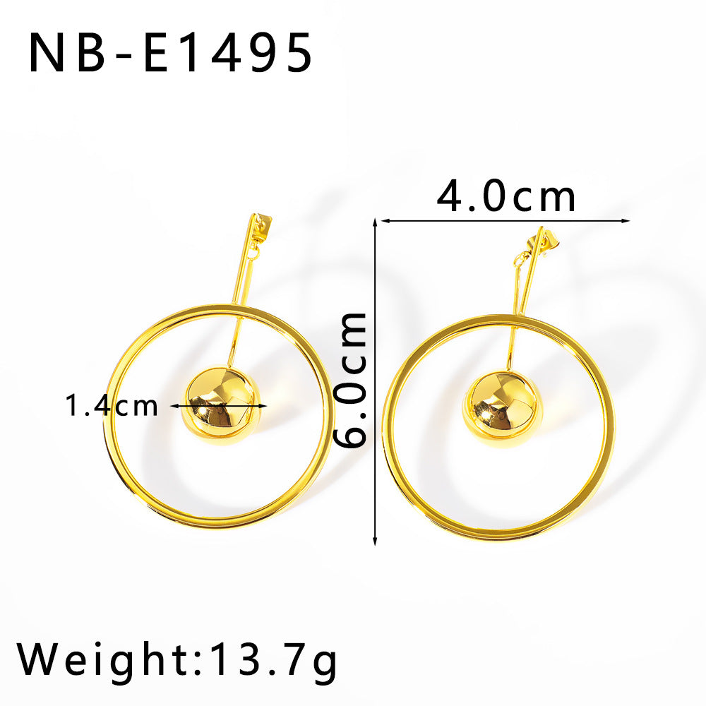 Orecchini a polsino geometrici circolari cavi minimalisti in acciaio inossidabile placcati oro 18 carati da donna