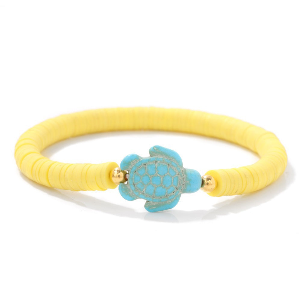 Bohemian Turquoise Turtle Resin Bracelet Unisex Handmade Elastic Bangle