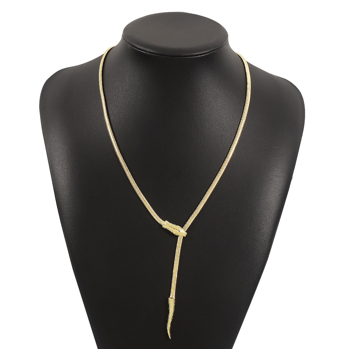 Collar de cadena de serpiente chapado en acero titanio geométrico minimalista para mujer con diseño de cierre ajustable