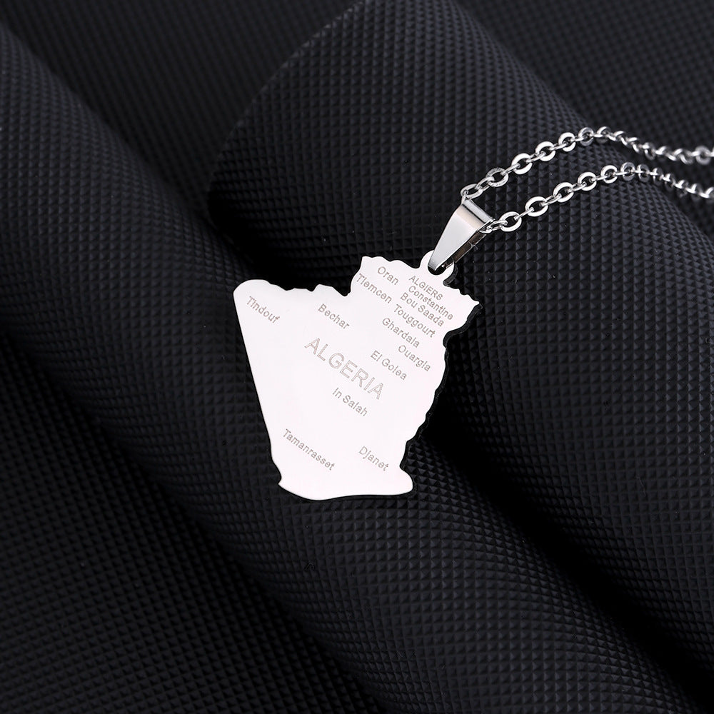 Collar con Colgante Geométrico de Acero Inoxidable para Mujer con Dije de Acero de Titanio y Acabado Chapado en Cadena Tipo O