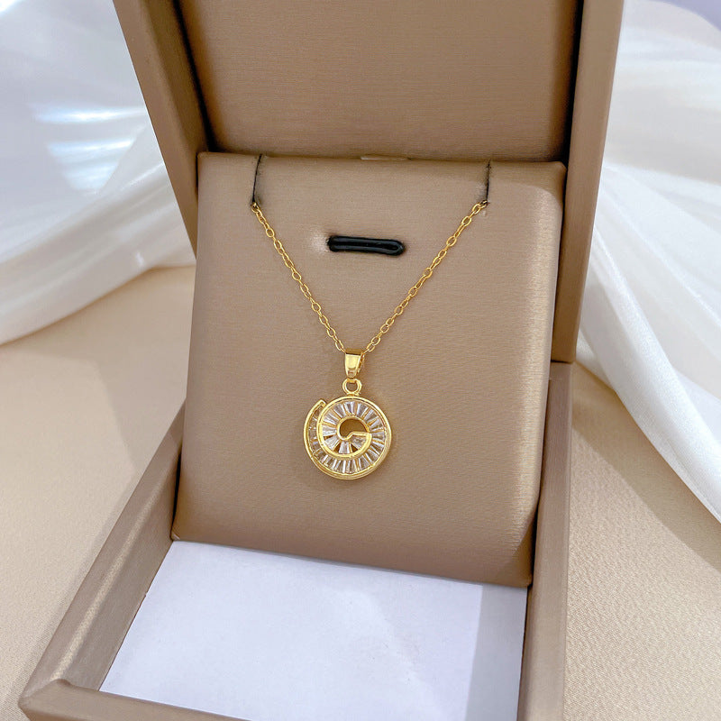 Collar de lujo unisex con cadena para labios de acero titanio con incrustaciones de diamantes de imitación geométricos
