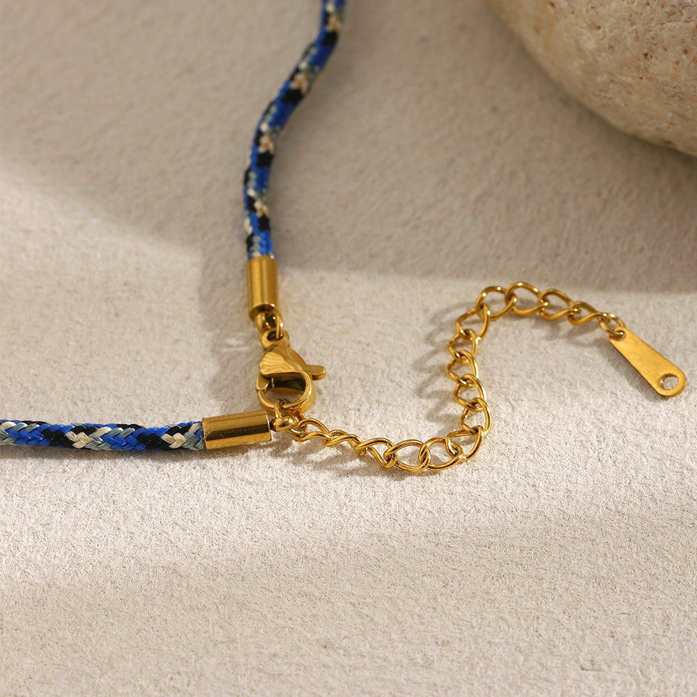 Luxury Geometric Stainless Steel Plated 18K Gold Sun Pendant Necklace with Enamel Detail for Women