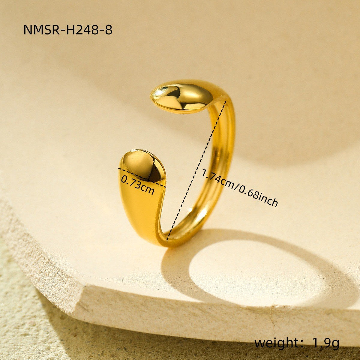 Anello aperto irregolare geometrico minimalista in acciaio inossidabile placcato oro 18 carati, gioielli di moda da donna