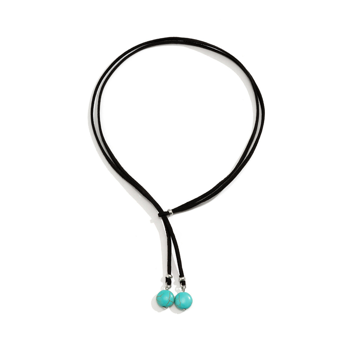 Ethnic Minimalist Geometric Turquoise Velvet Choker Necklace for Women