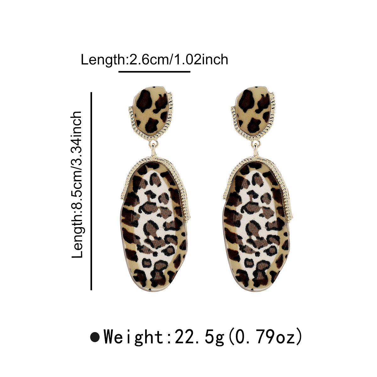 Orecchini a perno con stampa leopardata geometrica da donna in lega con struttura in resina Finitura galvanizzata Stile street alla moda Gioielli versatili