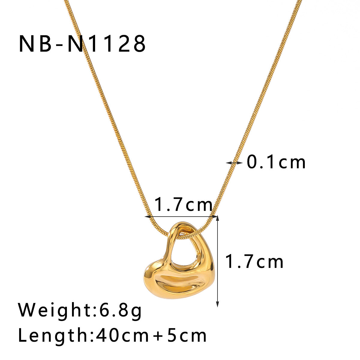 Minimalist Heart-Shaped Stainless Steel Pendant Necklace with 18K Gold Plating and Pearl Inlay for Women