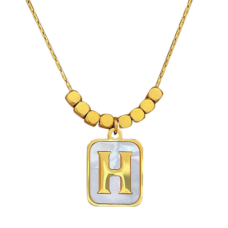Collar de colgante de acero titanio con chapado en oro, cuadrado geométrico minimalista, para mujer y hombre