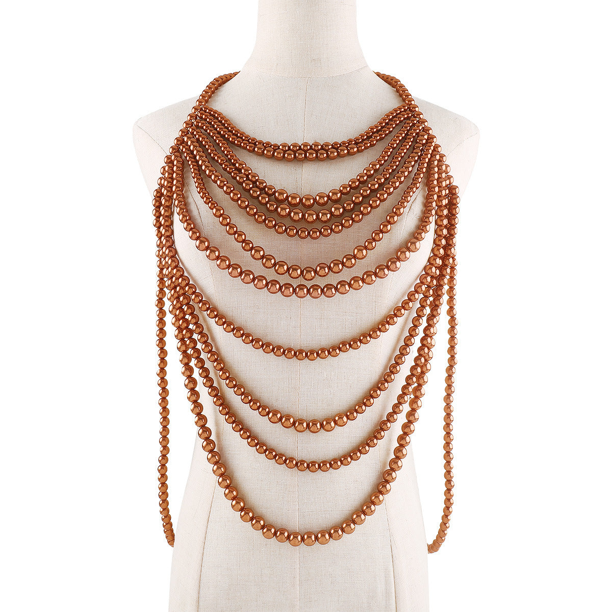 Cadena Corporal de Perlas Geométricas Vintage para Mujer con Detalles Artesanales y Diseño Irregular