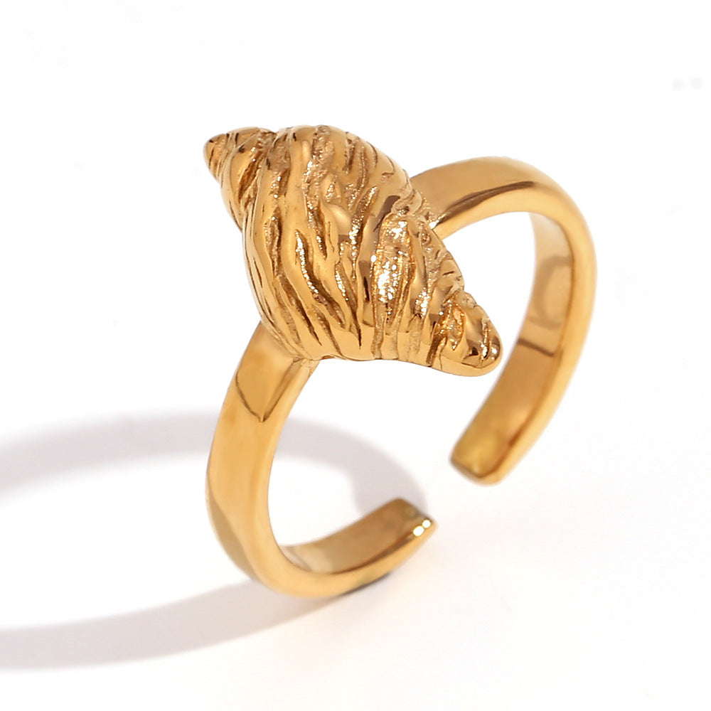 Minimalist Geometric Stainless Steel Ring with 18K Gold Plating for Women