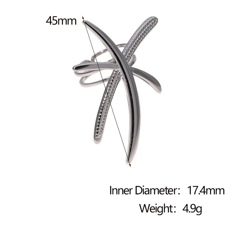 Anello da donna in acciaio inossidabile a forma di libellula, minimalista, con finitura placcata