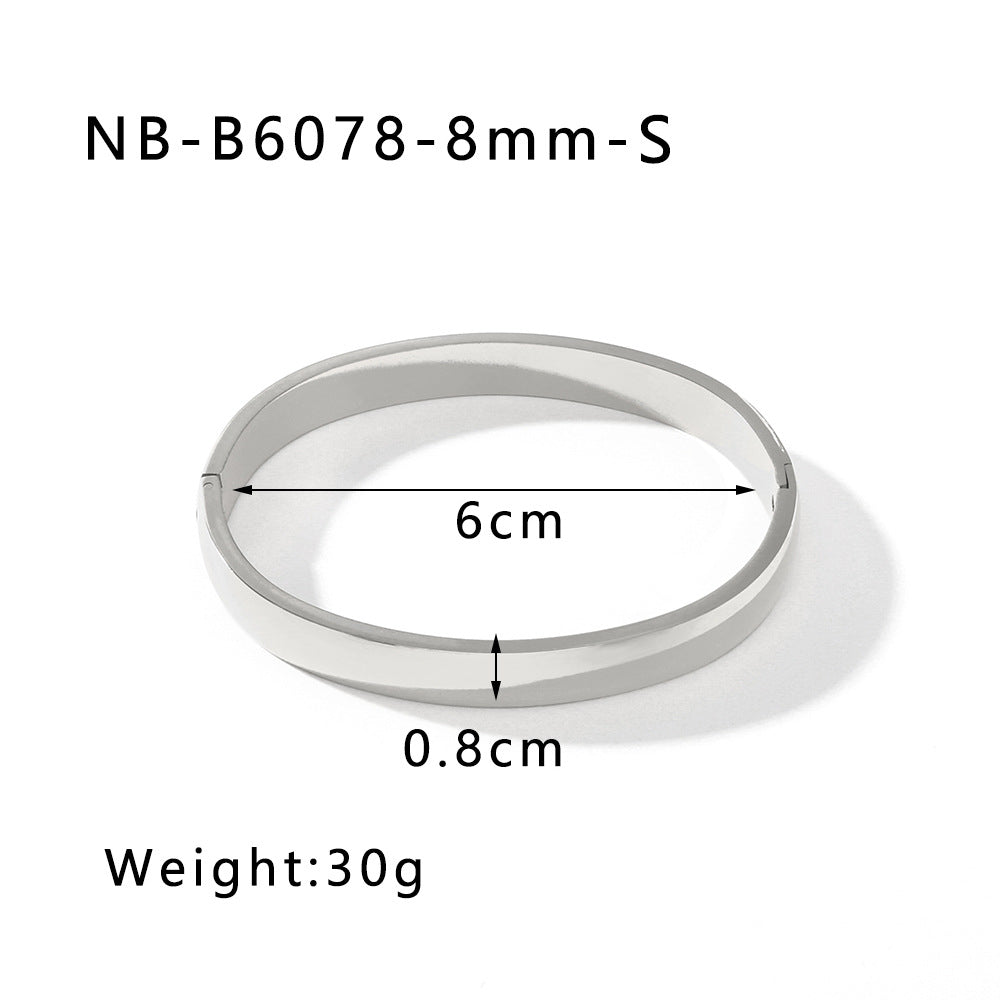 Bracciale Minimalista in Acciaio al Titanio con Finitura Liscia Placcata Sottovuoto, Design Rotondo e Sferico