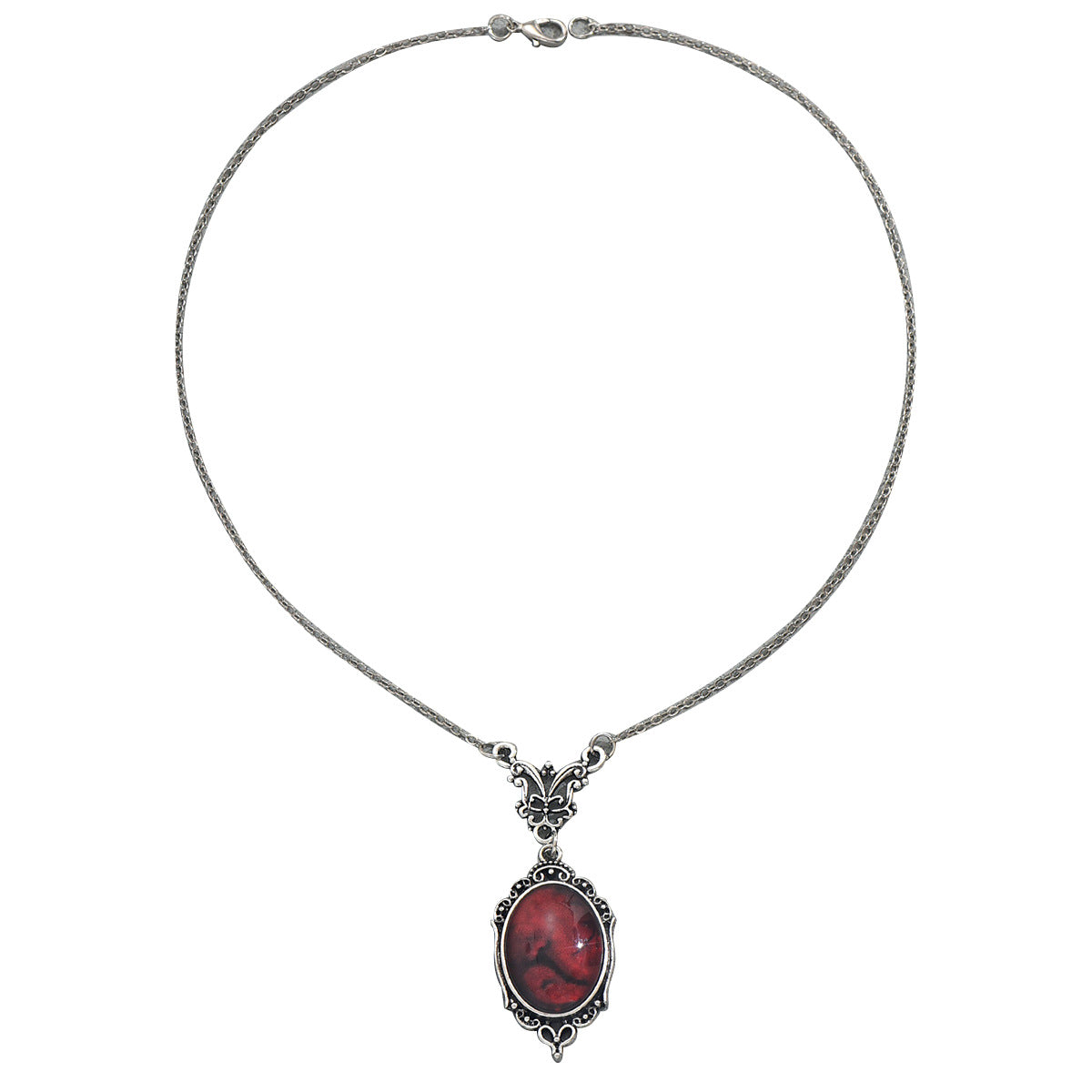 Collana Lunga Geometrica Vintage in Lega con Intarsi di Cristalli e Gemme per Donne