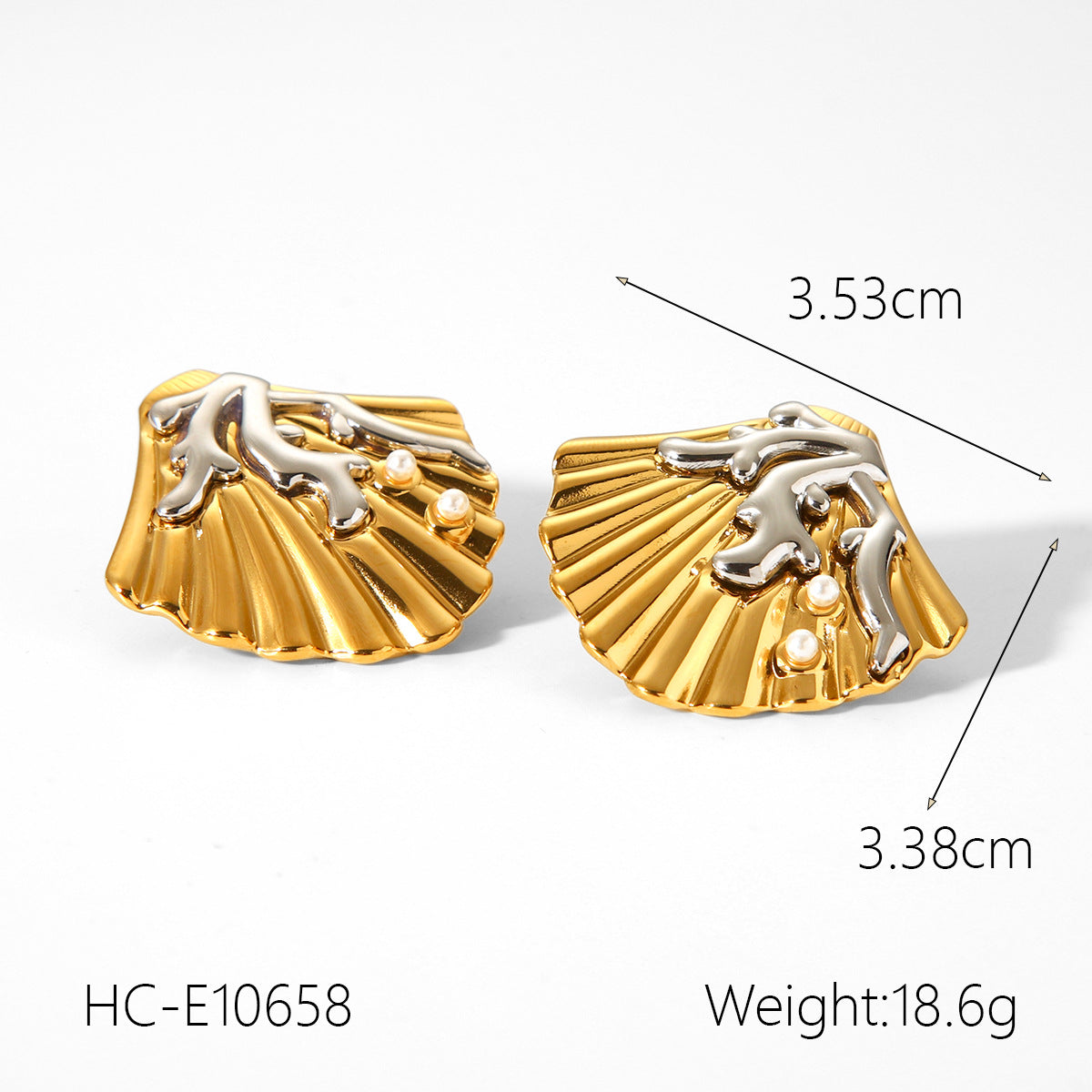Orecchini a perno da donna in acciaio inossidabile con texture geometrica, placcatura in oro e argento e design a stella a cinque punte