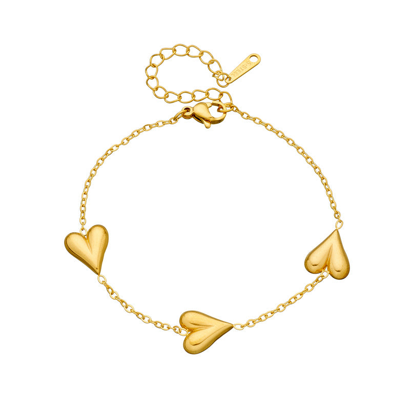Fashion Office Chic Plated Stainless Steel Heart Charm Bracelet
