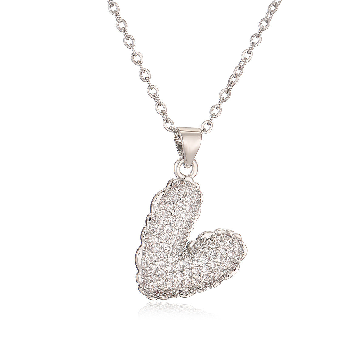 Elegant Minimalist Heart-Shaped Copper Pendant Necklace with 18K Gold Plating and Zircon for Women