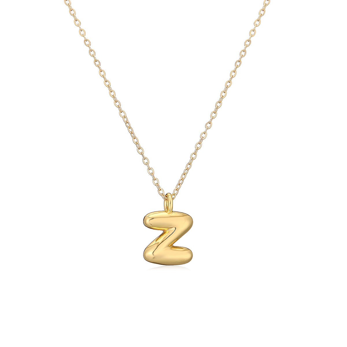 Minimalist Letter-Shaped Copper Pendant Necklace with Real Gold Plating for Women