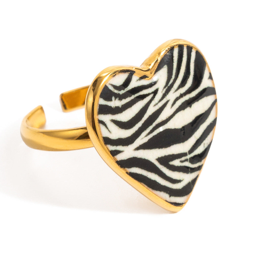 Anillo Ajustable Minimalista con Forma de Corazón de Acero de Titanio para Mujer, Accesorio de Moda de Acero Inoxidable