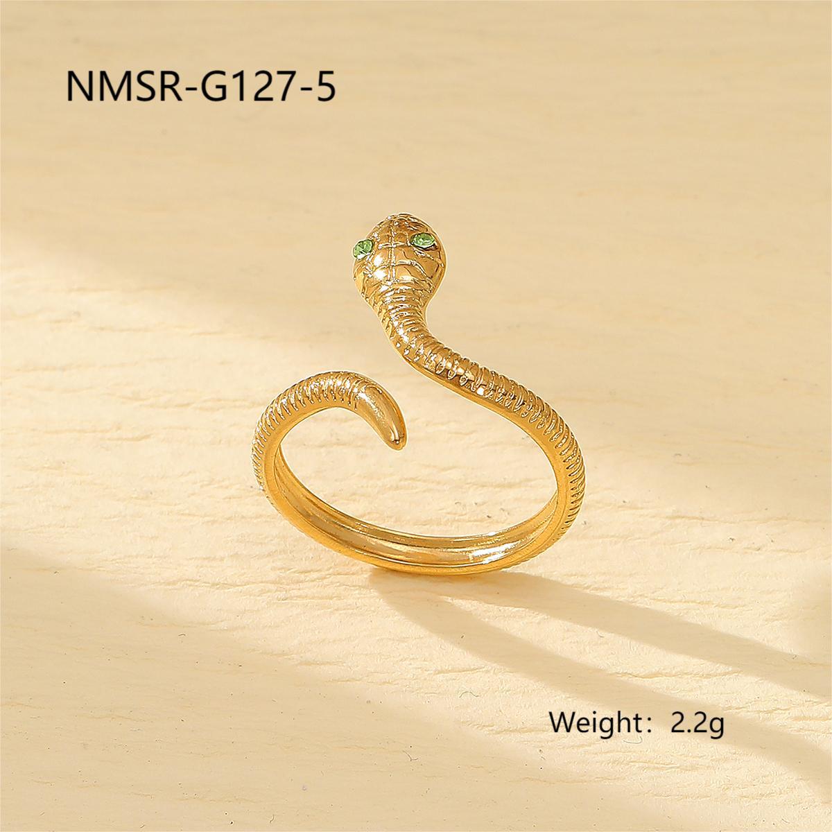 Anillo de acero titanio en forma de serpiente, estilo vintage de lujo ligero para mujer con acabado chapado