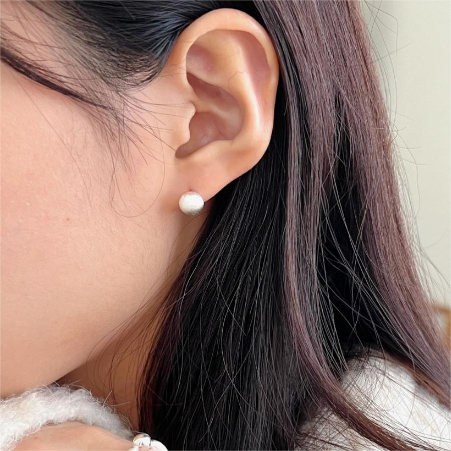 Minimalist Geometric Silver Ball Stud Earrings for Women with Polished Finish and 925 Sterling Silver Posts