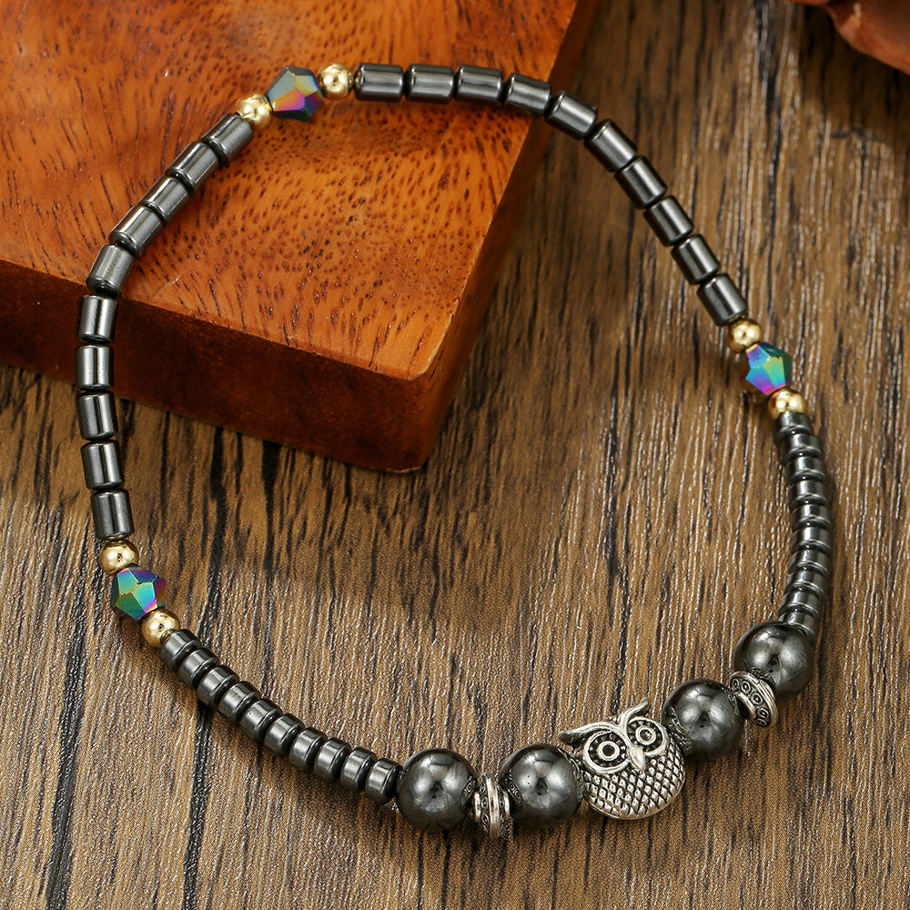 Minimalist Geometric Magnetic Material Beaded Anklet for Women and Couples