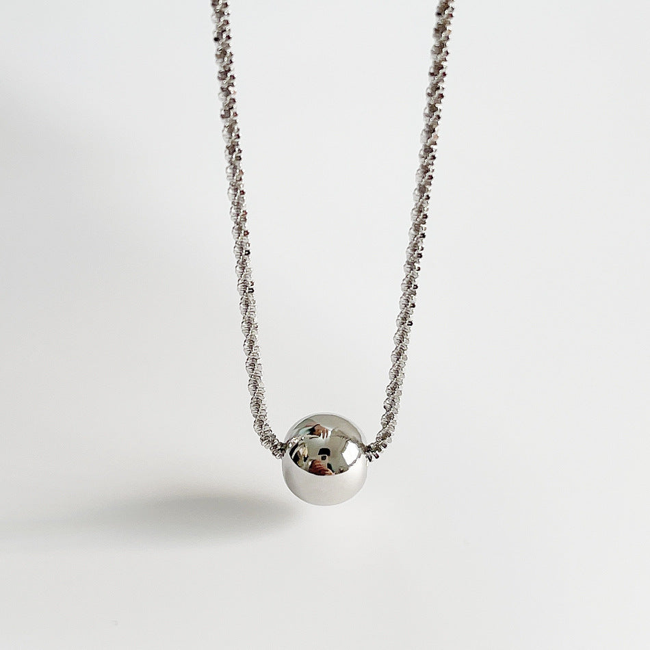 Collana minimalist in argento sterling 925 con pallina geometrica rotonda