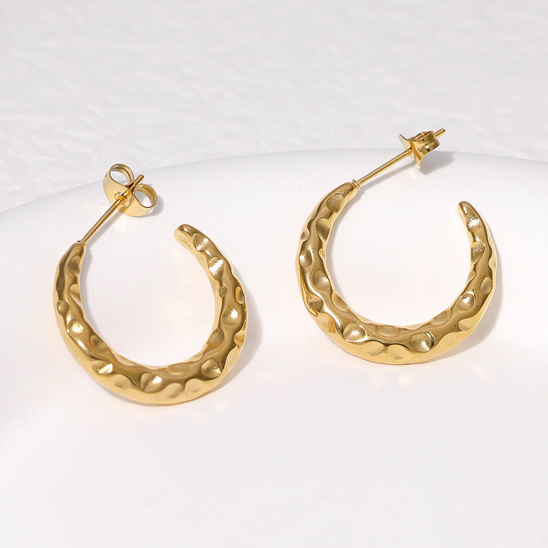 Orecchini Minimalisti a C in Acciaio Inossidabile con Placcatura in Oro 18K da Donna — Ipoallergenici, Resistenti allo Sbiadimento, Eleganti Gioielli Quotidiani