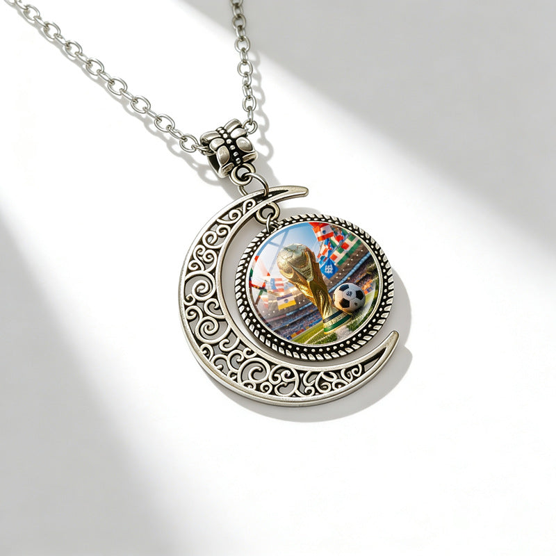 Sporty Geometric Alloy Plated Necklace with Crystal Pendant Unisex Cable Chain