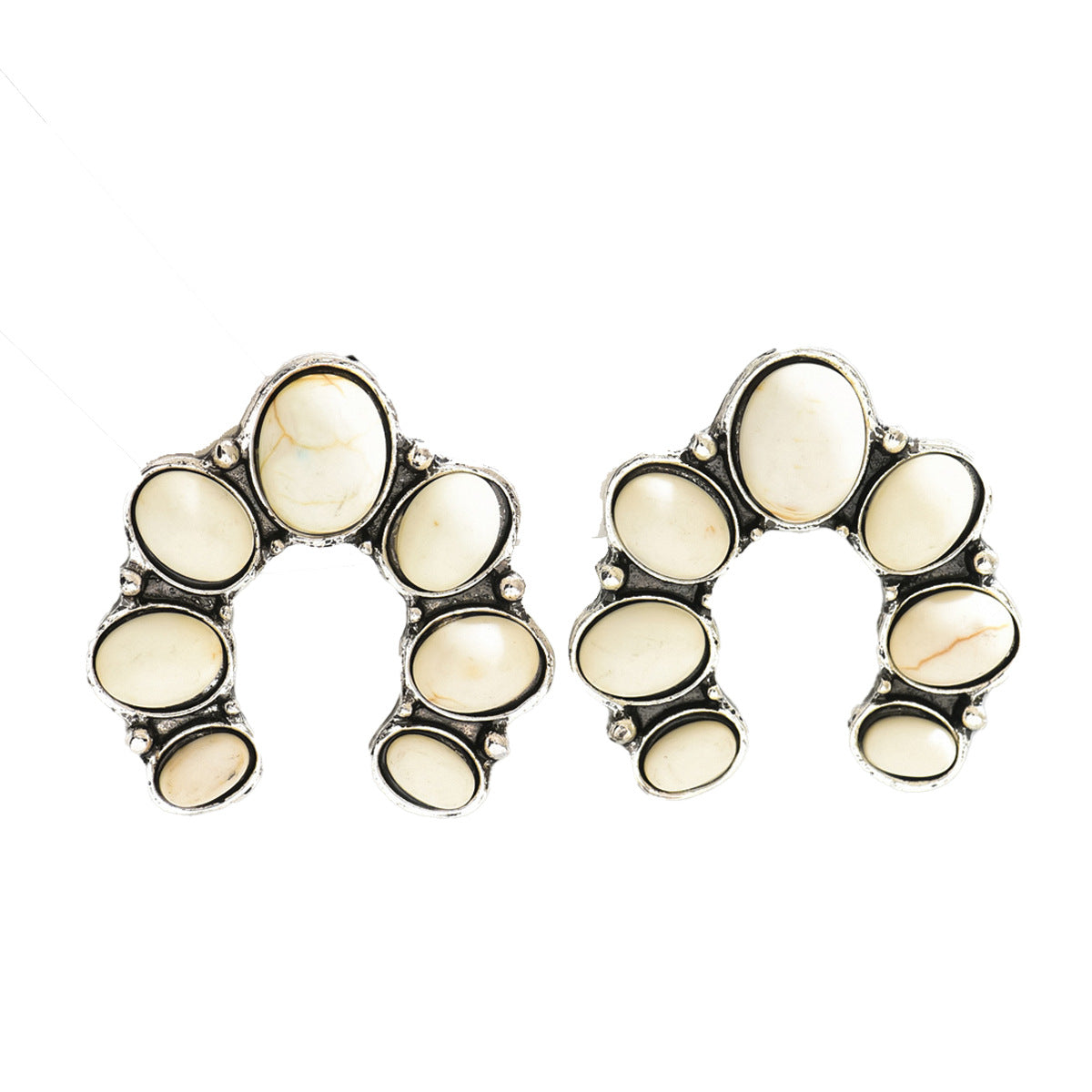 Orecchini da donna stile bohémien a forma di U geometrici con intarsi di strass in lega di zinco per un look elegante da tutti i giorni