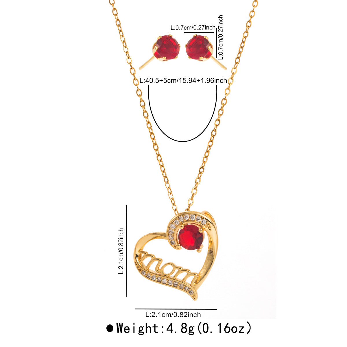 Collana con ciondolo a forma di cuore minimalista in rame e zirconi per donna