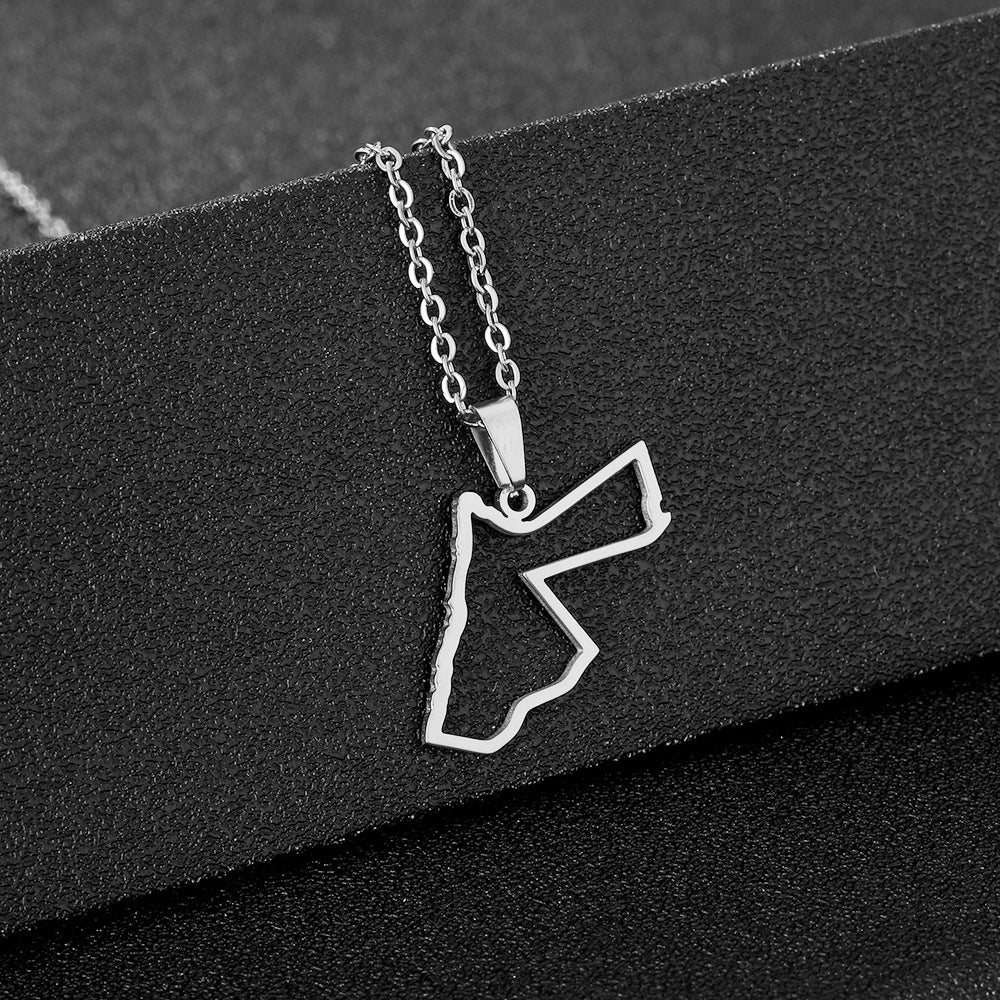 Collar de colgante geométrico para mujer y hombre, cadena con medallón de acero inoxidable, colgante de acero de titanio y acabado galvanizado
