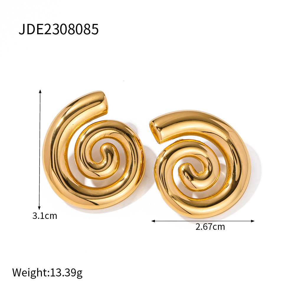 Elegant Geometric Stainless Steel Plated Earrings with Cubic Zirconia and Pearl