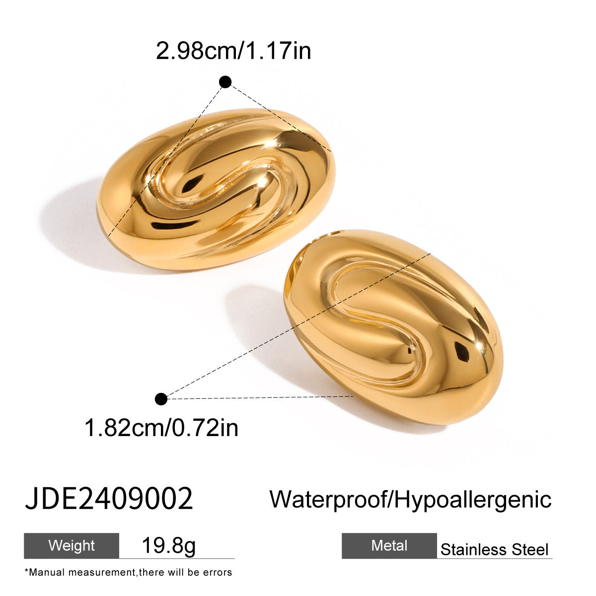 Minimalist Geometric Stainless Steel Stud Earrings with Plating Finish for Women