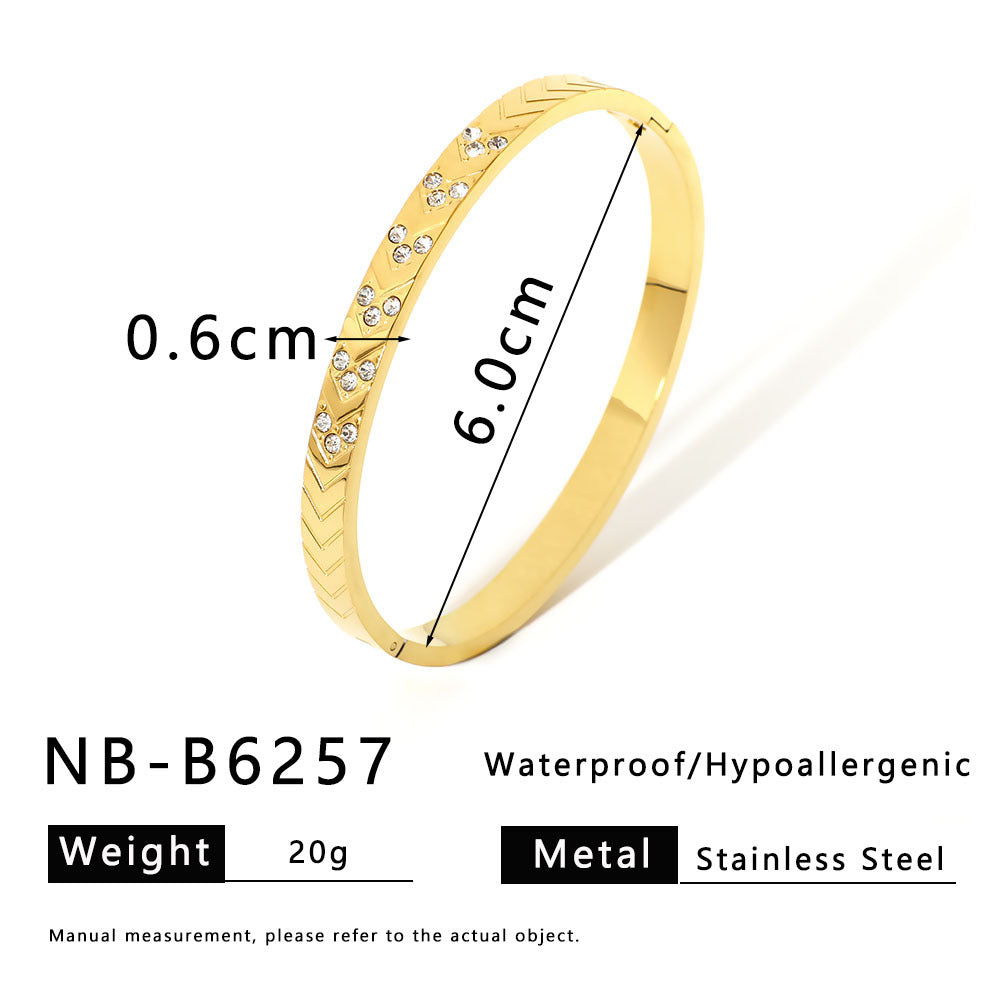 Bracciale Minimalista Stella Luna Occhio Ottagramma in Acciaio Inossidabile con Placcatura Oro 18K
